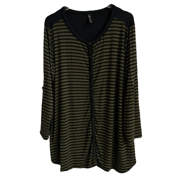 MATCH POINT LAGENLOOK BLACK GREEN TUNIC TOP SZ L - Picture 4 of 5